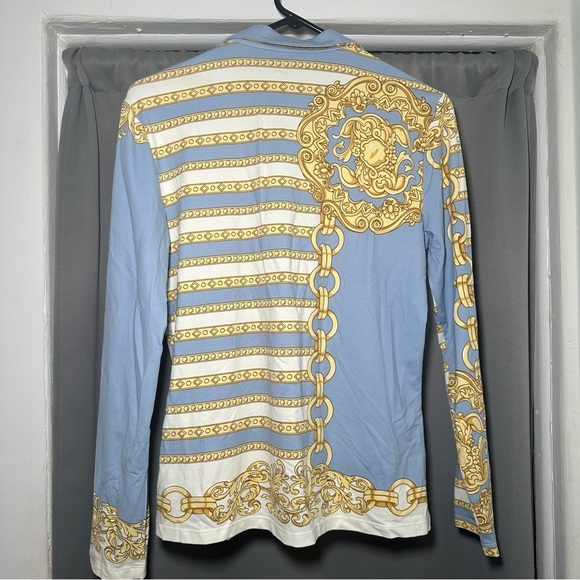 J.McLaughlin Catalina Cloth Blue & Gold Chain Print Long Sleeve Shirt Size Large - Picture 12 of 13